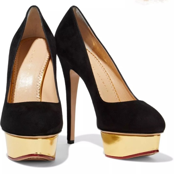 Charlotte Olympia Shoes - Charlotte Olympia Dolly Leather Court Shoes
